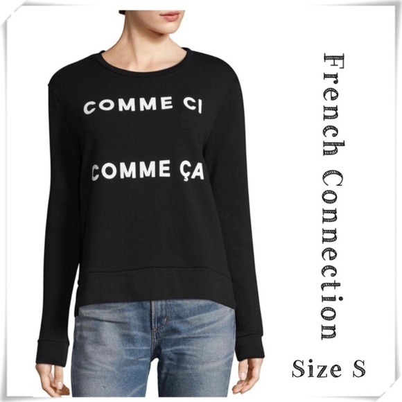FRENCH Connection Ci Comme Ca Pullover Casual Cotton Crew neck Sweatshirt Black - Picture 1 of 8